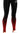 Black leggings with red tribal patterns on a white background