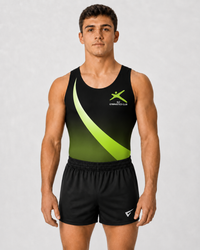 Justaucorps de gymnastique sans manches bleu marine Celeste pour garçons et hommes