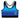 Blue and black sports bra with a logo on a white background