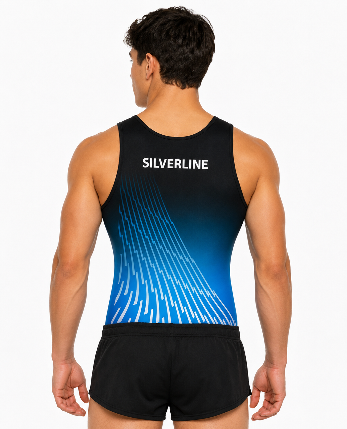 Justaucorps de gymnastique sans manches bleu marine Celeste pour garçons et hommes