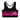 Black racerback sports bra with a vibrant pink and magenta vertical dot pattern on the front, featuring a white 'TOPAZ Dancecentre' logo on the right side.