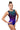 Woman wearing a colorful leotard with a white background