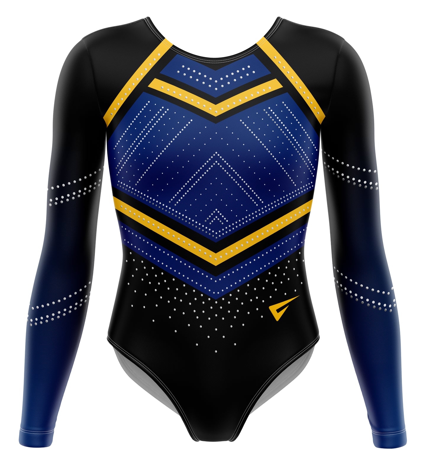 Contender Blue n Golden Yellow Competition Long Sleeve Girls Gymnastics Leotard