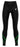 Black leggings with green stripes and a logo on a white background