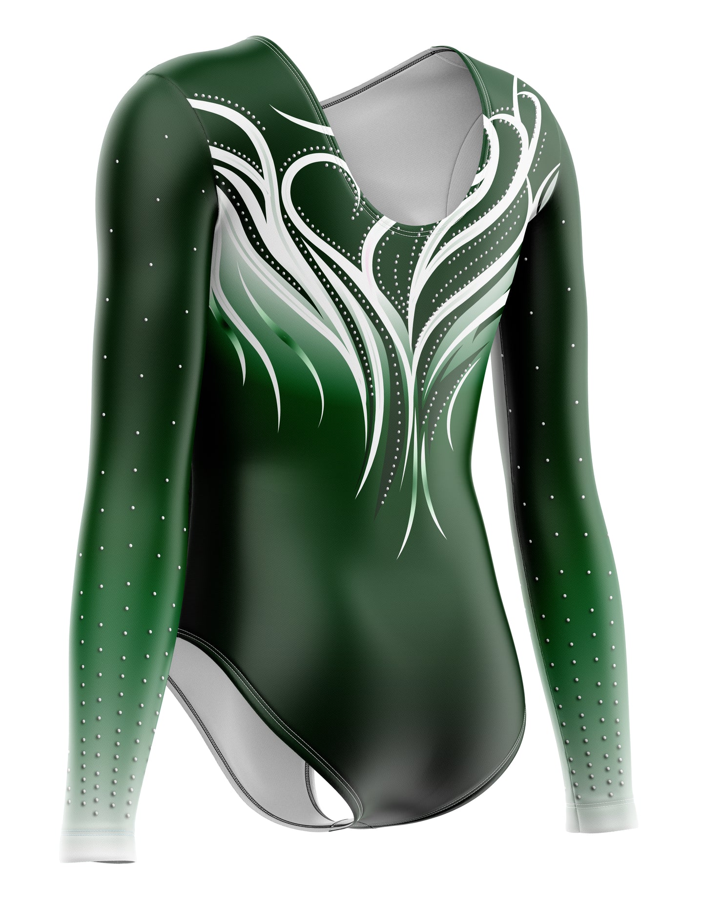 Delyn Ares Green Club Competition Long Sleeve Girls Gymnastics Leotard