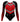 Gymnastics leotard with red, black, and white design on a white background