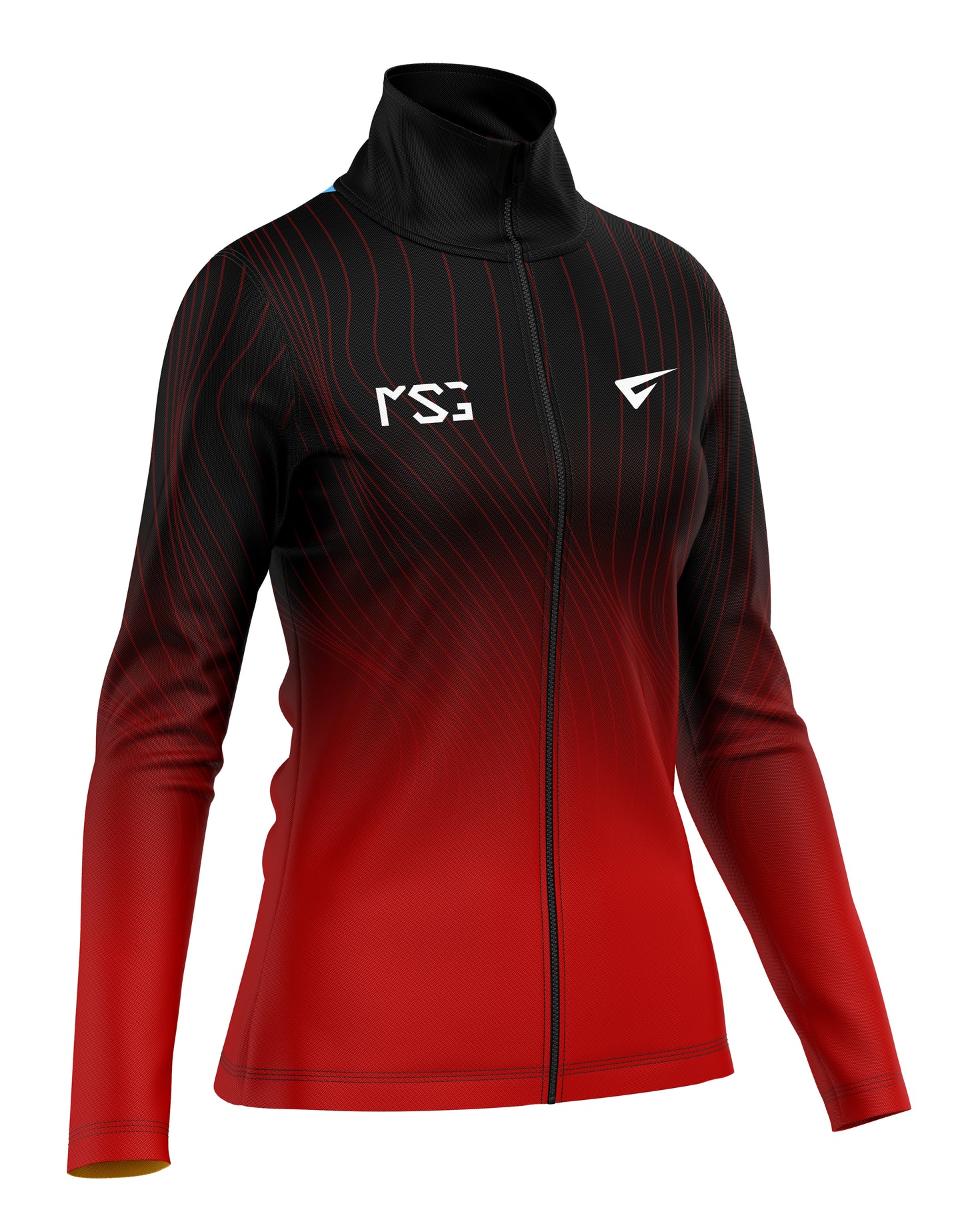 Tracksuit warm-up jacket on a plain background