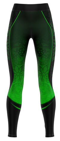 Blue activewear leggings displayed on a plain background
