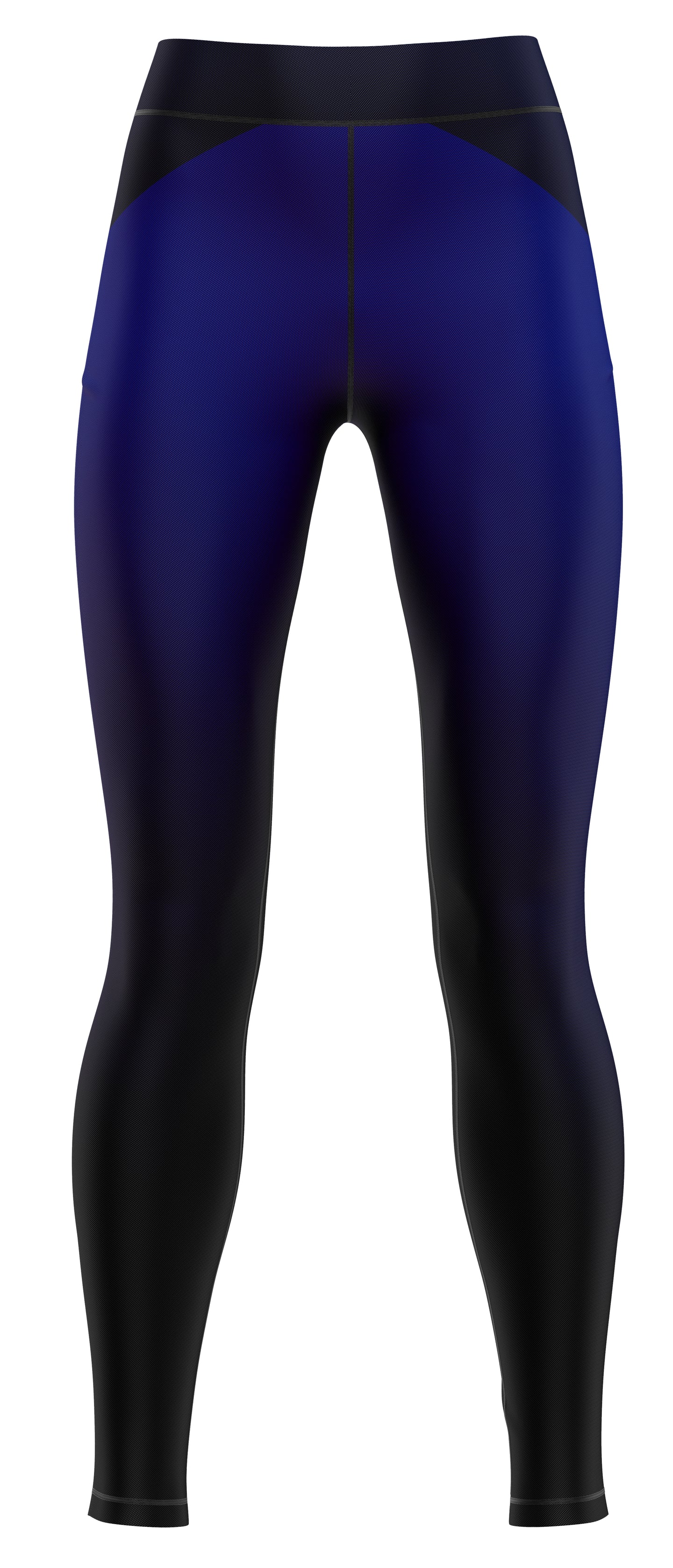 Blue gym leggings shown on a plain background