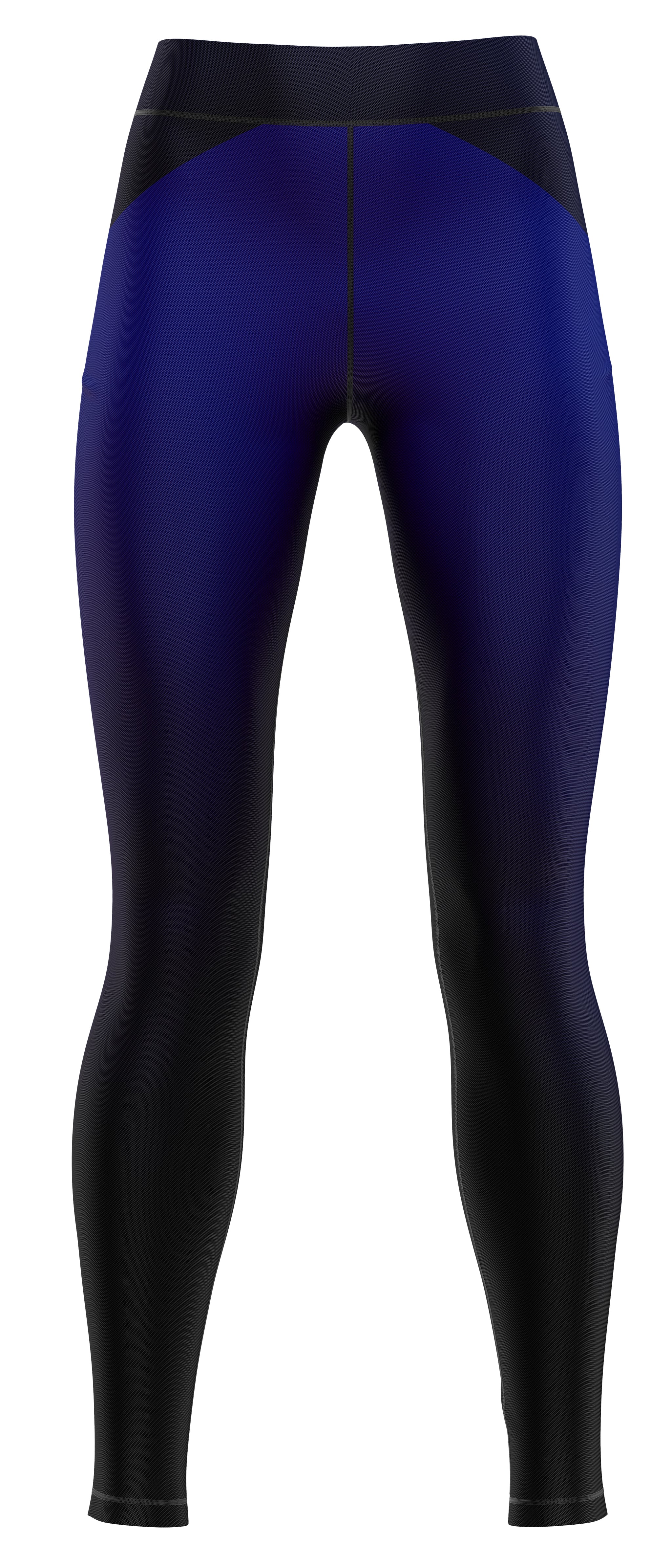 Blue gym leggings shown on a plain background