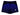 Blue athletic shorts with a black waistband on a white background