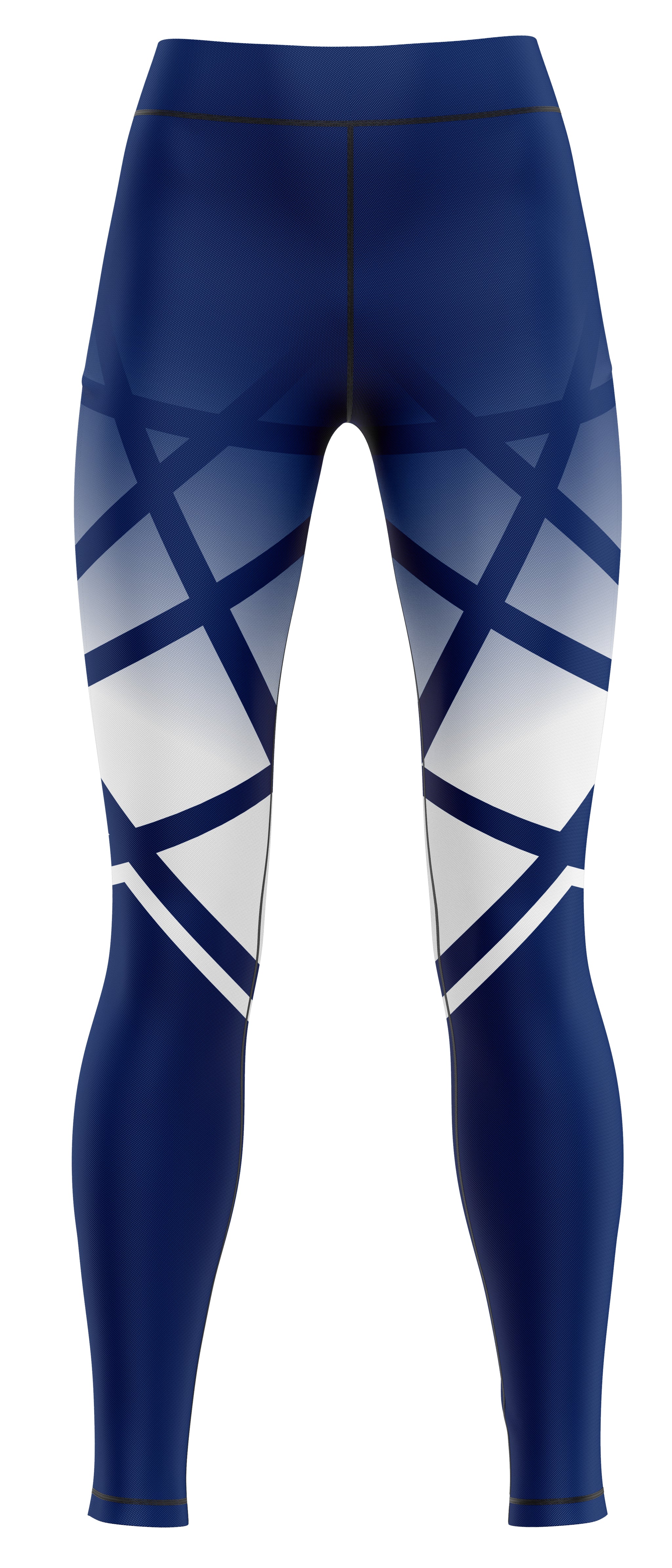 Pair of light blue gym leggings laid flat on a plain background