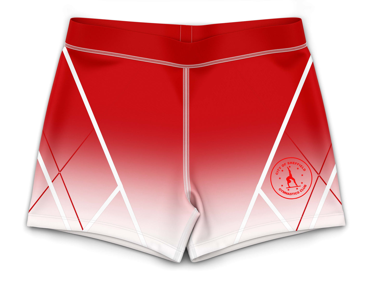 City of Sheffield Gymnastics Club Red to White Activewear Girls Hipster Shorts