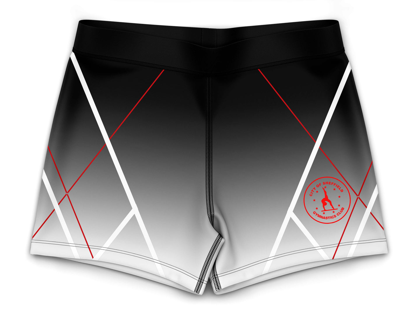 City of Sheffield Gymnastics Club Black to White Activewear Girls Hipster Shorts