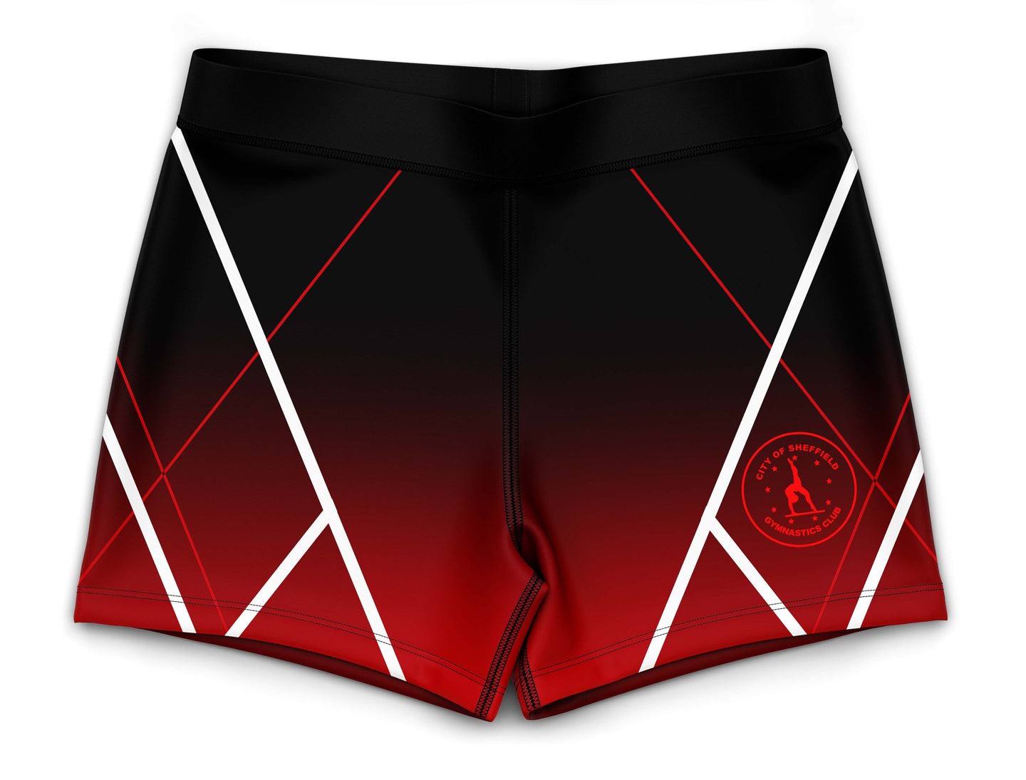 City of Sheffield Gymnastics Club Red to Black Activewear Girls Hipster Shorts