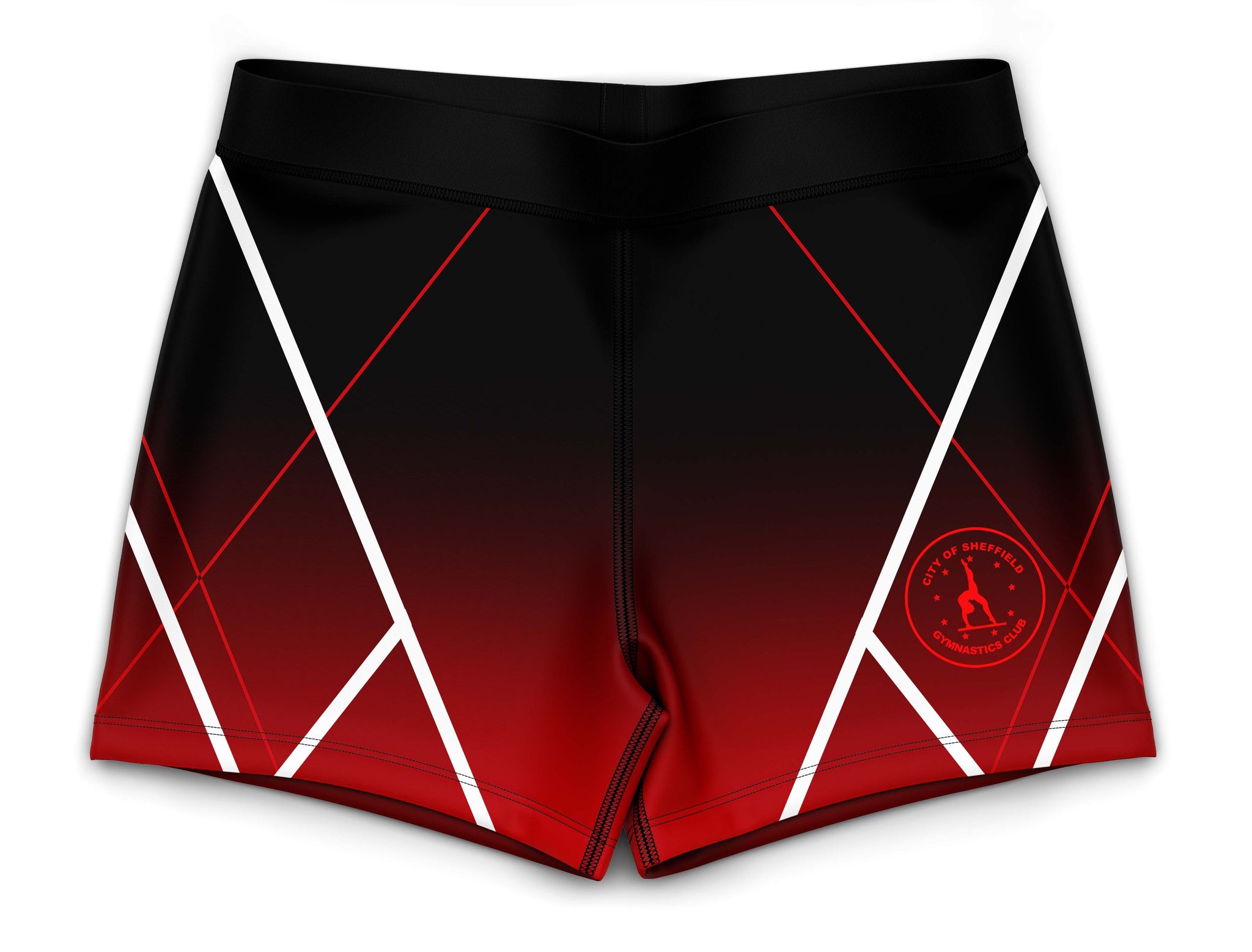 City of Sheffield Gymnastics Club Red to Black Activewear Girls Hipster Shorts