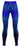 Blue athletic leggings laid flat showing a fitted silhouette