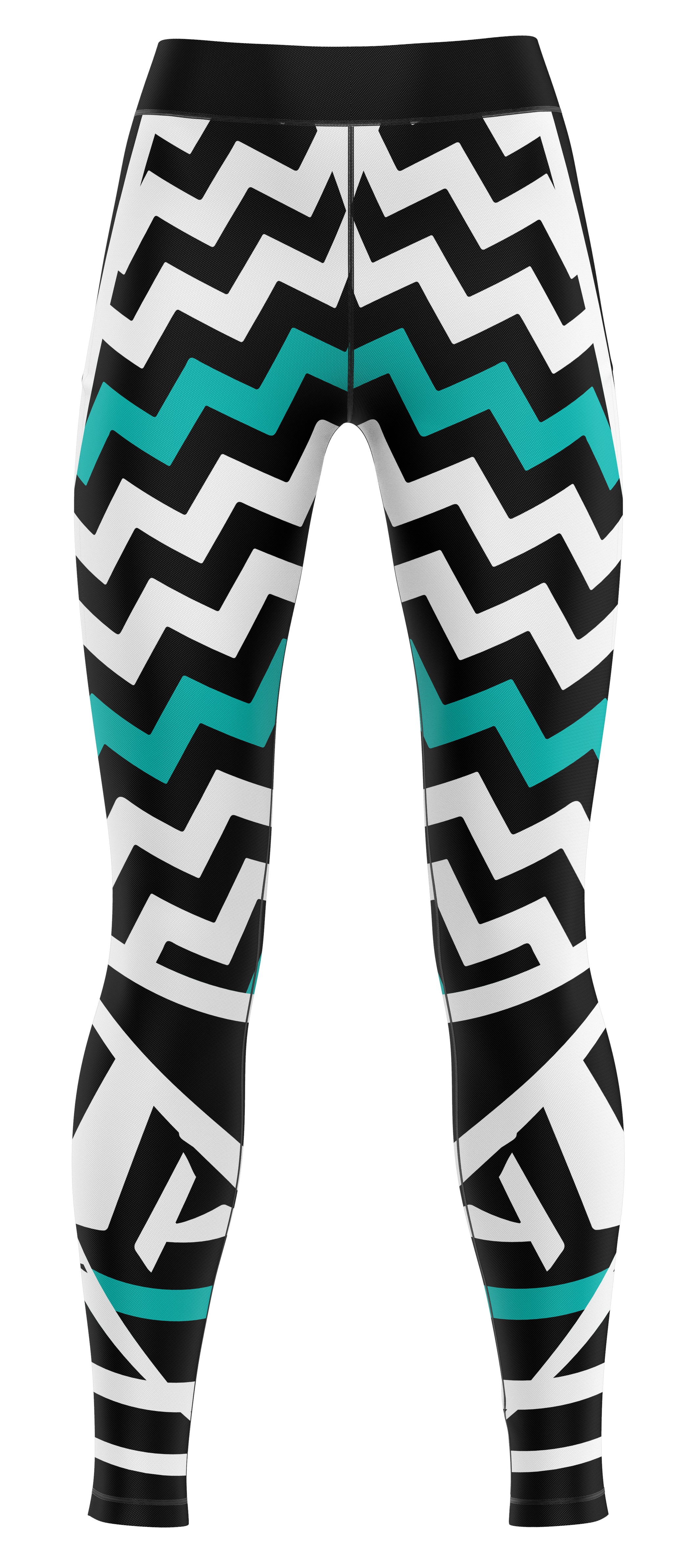 Blue activewear leggings for gymnastics and dance laid flat showing full-length fit