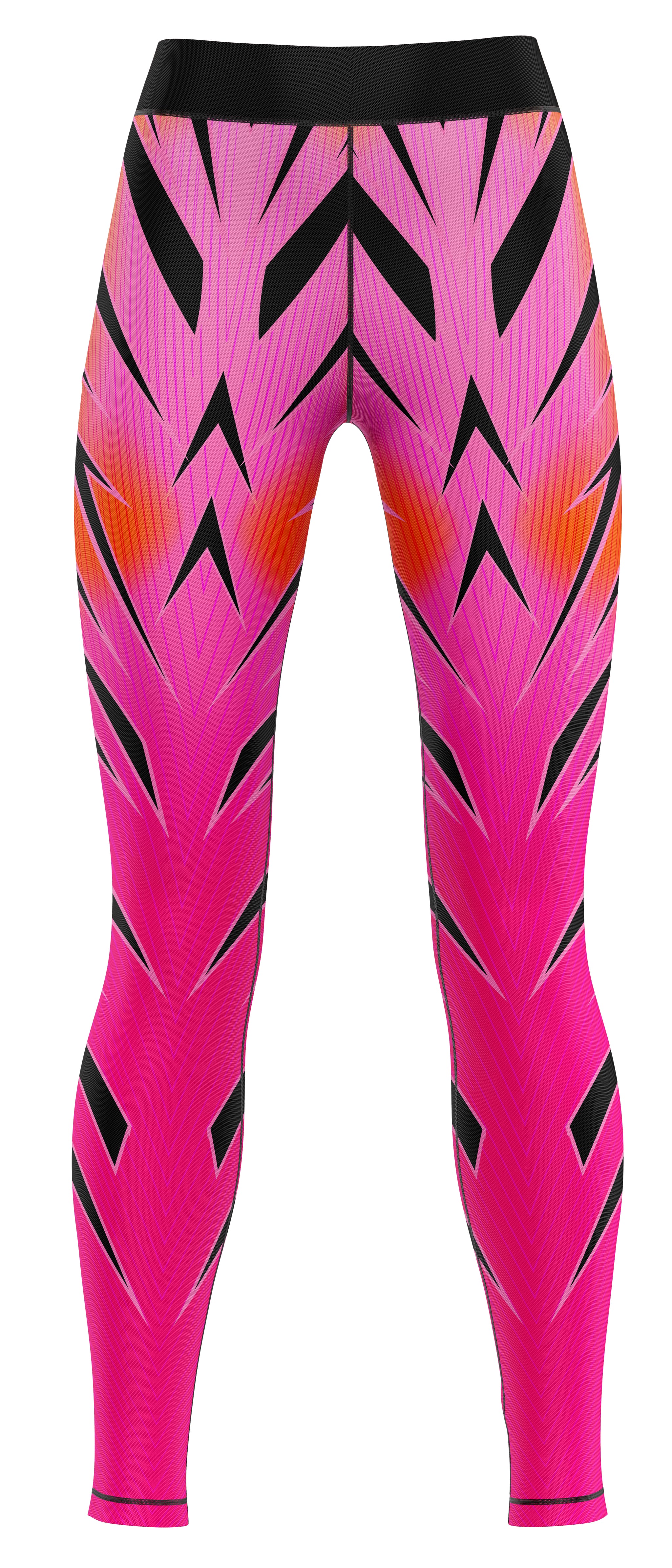 Blue activewear leggings laid flat on a plain background