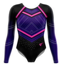 Contender Purple n Pink Competition Long Sleeve Girls Gymnastics Leotard