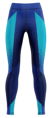 Blue girls' activewear leggings suitable for gymnastics, dance and training