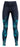 Pair of navy and royal blue girls' athletic leggings laid flat on pale background