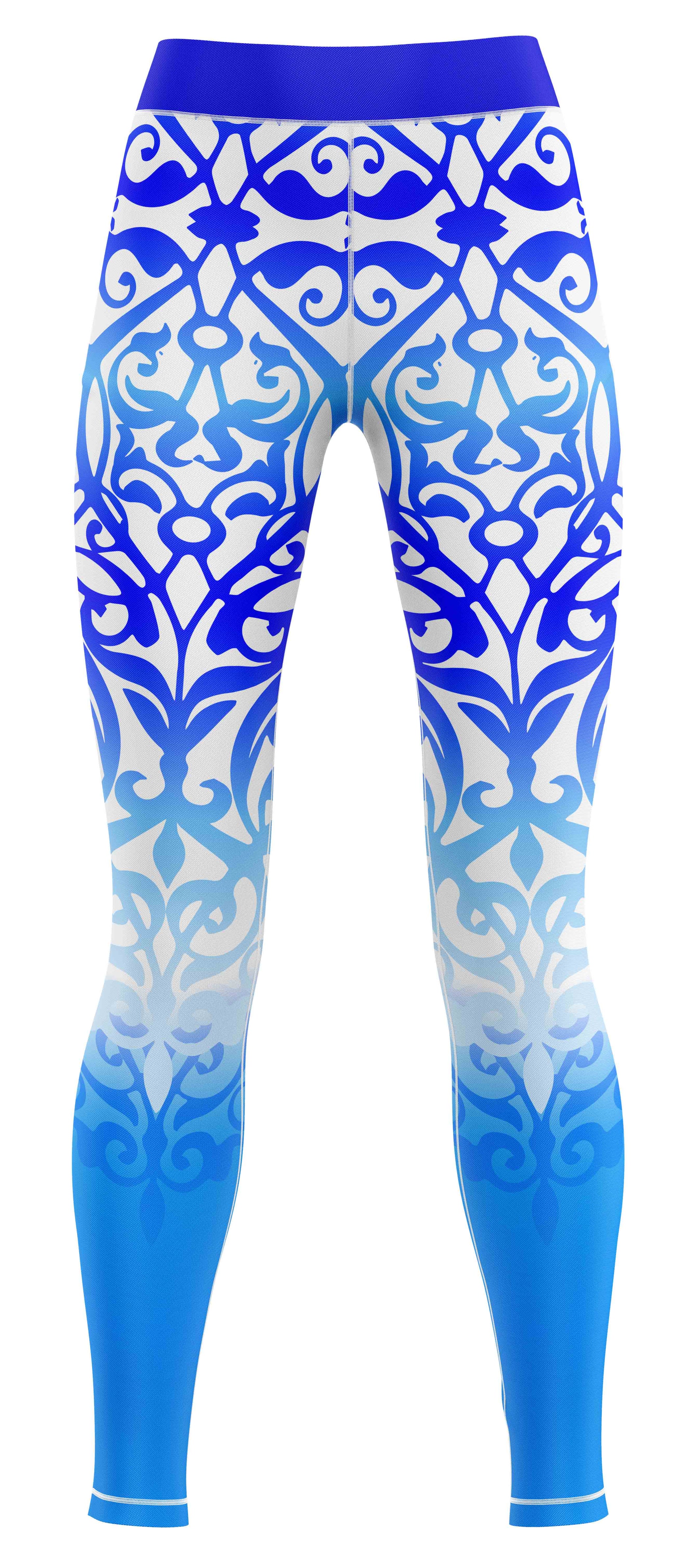 Light blue full-length gym leggings in a solid colourway