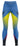 Blue athletic leggings displayed flat in studio lighting