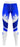 Blue halftone splash patterned gym leggings laid flat showing full-print design