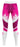 Pink gym leggings with tonal dot and splash-effect pattern laid flat
