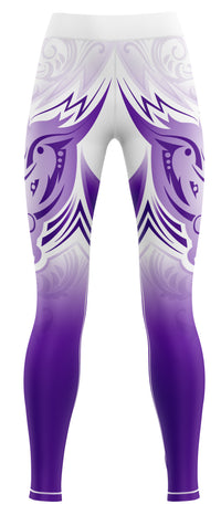 Pair of girls' activewear leggings displayed on plain background