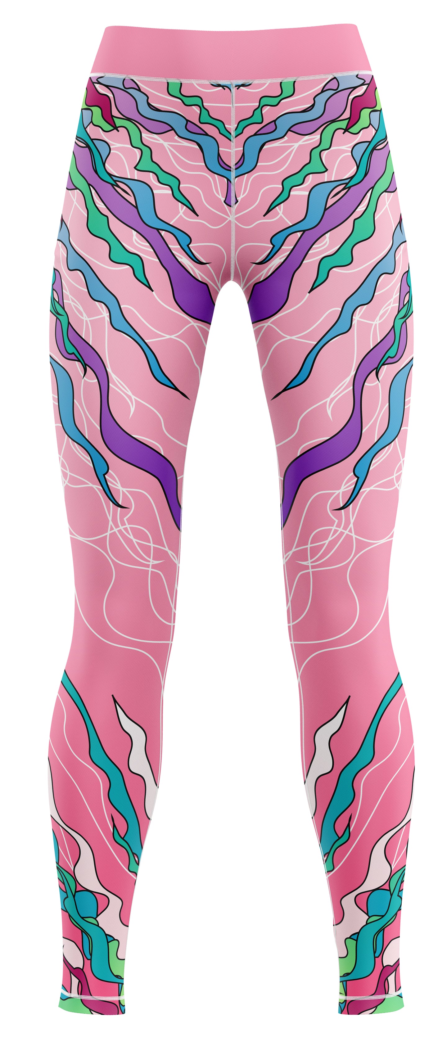 Pair of blue girls' activewear leggings on a plain background