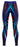 Pair of blue girls' gym leggings laid flat showing stretch fabric and full-length cut