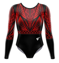 Isla Red n Black Competition Long Sleeve Girls Gymnastics Leotard