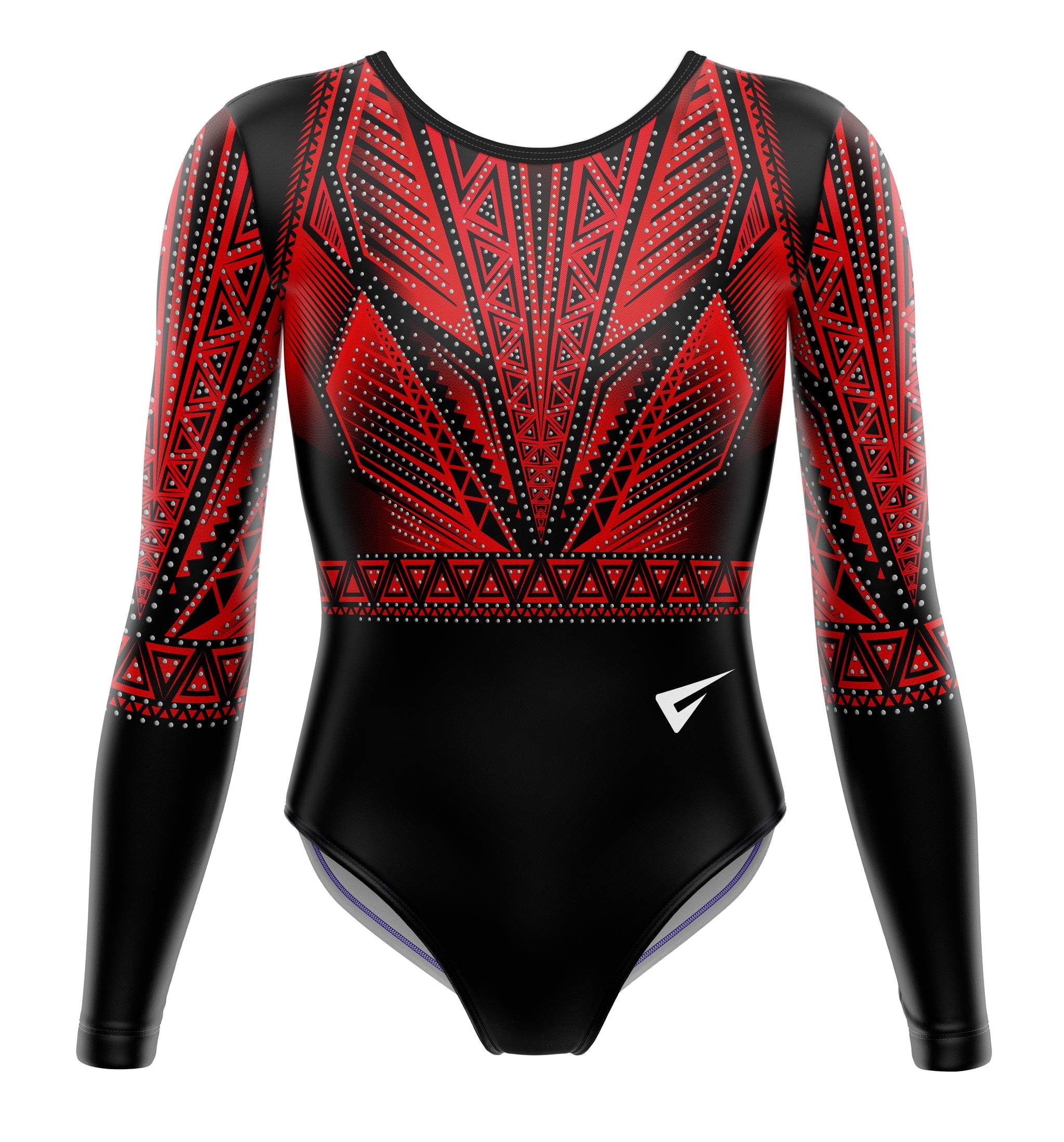 Isla Red n Black Competition Long Sleeve Girls Gymnastics Leotard