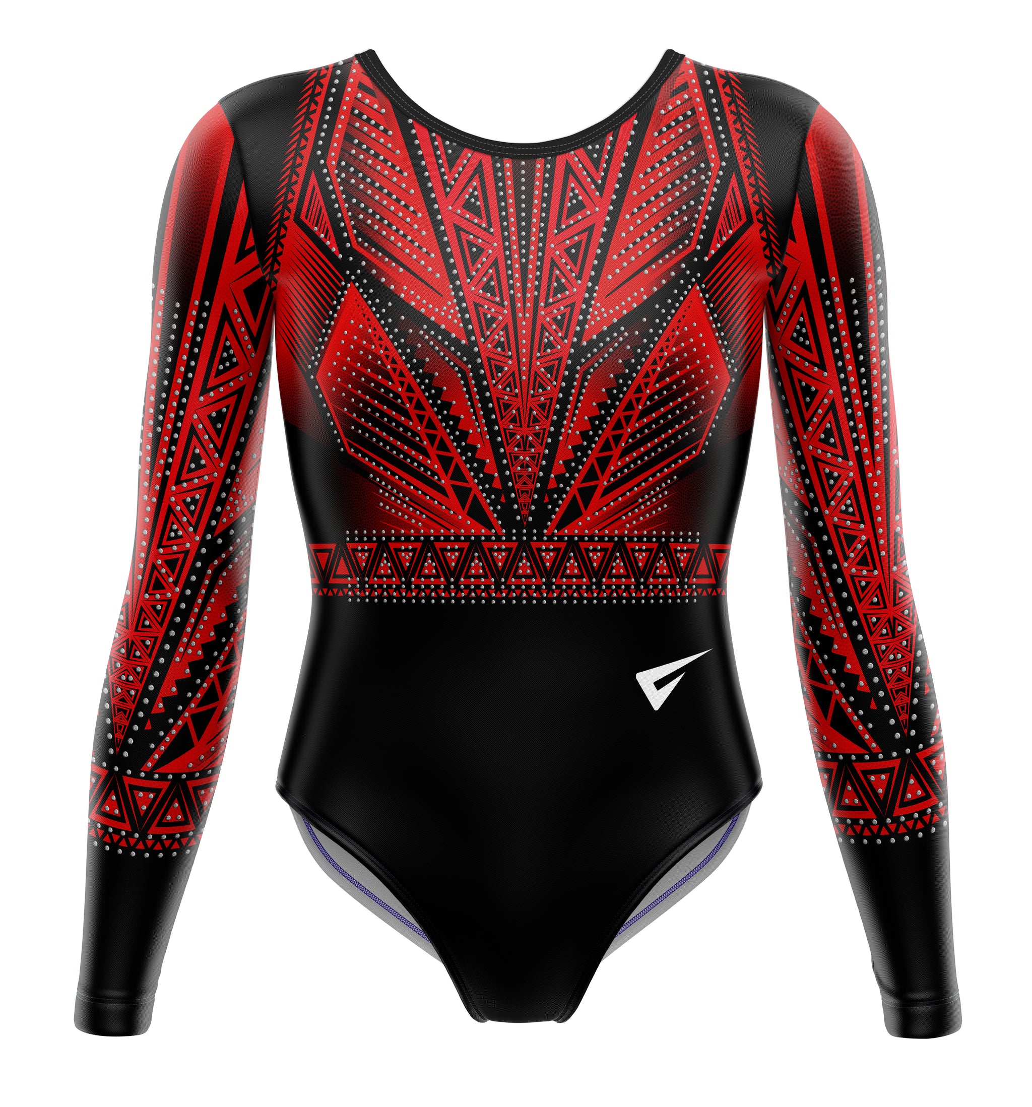 Isla Red n Black Competition Long Sleeve Girls Gymnastics Leotard
