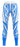 Pair of blue girls' gym leggings laid flat showing full length and waistband