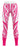 Pink athletic leggings laid flat on a plain background