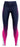 Blue girls' activewear leggings laid flat on a plain background