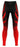 Red gym leggings laid flat showing full-length silhouette