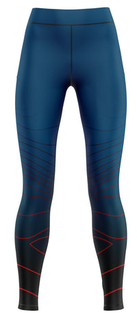 Girls' blue activewear leggings suitable for gymnastics and dance
