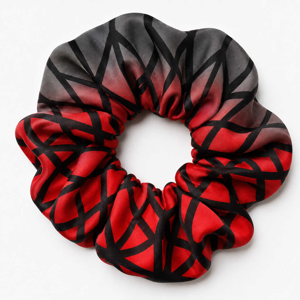 Velora Dark Grey and Red Hair Scrunchie