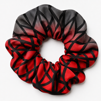 Velora Dark Grey and Red Hair Scrunchie