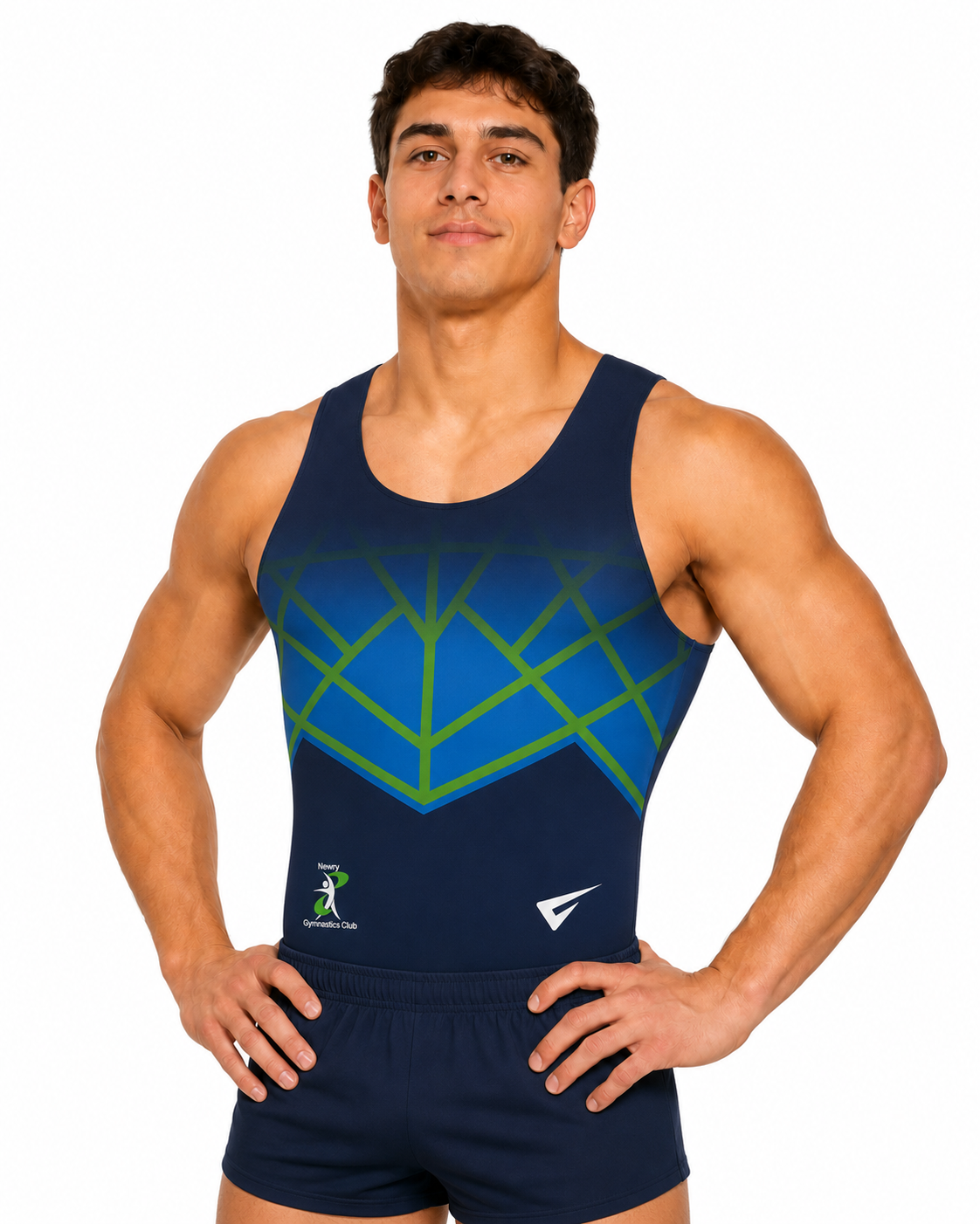 Justaucorps de gymnastique sans manches bleu marine Celeste pour garçons et hommes