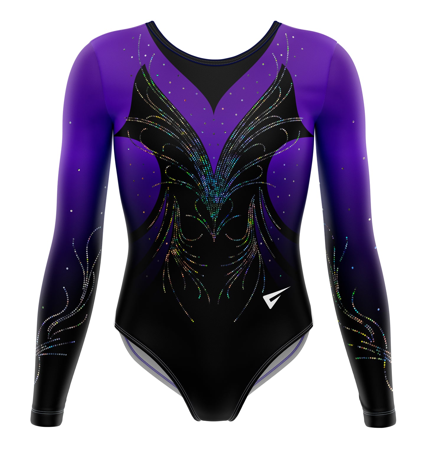 Nyra Purple n Black Long Sleeve Competition Gymnastics Leotard