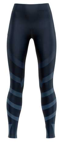 Navy and royal blue athletic leggings suitable for gymnastics and dance