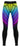 Pair of blue leggings with rainbow pattern laid flat showing front and waistband
