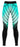 Turquoise gym leggings laid flat on a white background
