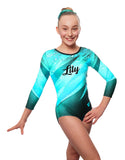 Personalised Kiki Blue Long Sleeve Girls Gymnastics Leotard