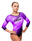 Personalised Kiki Purple Long Sleeve Girls Gymnastics Leotard